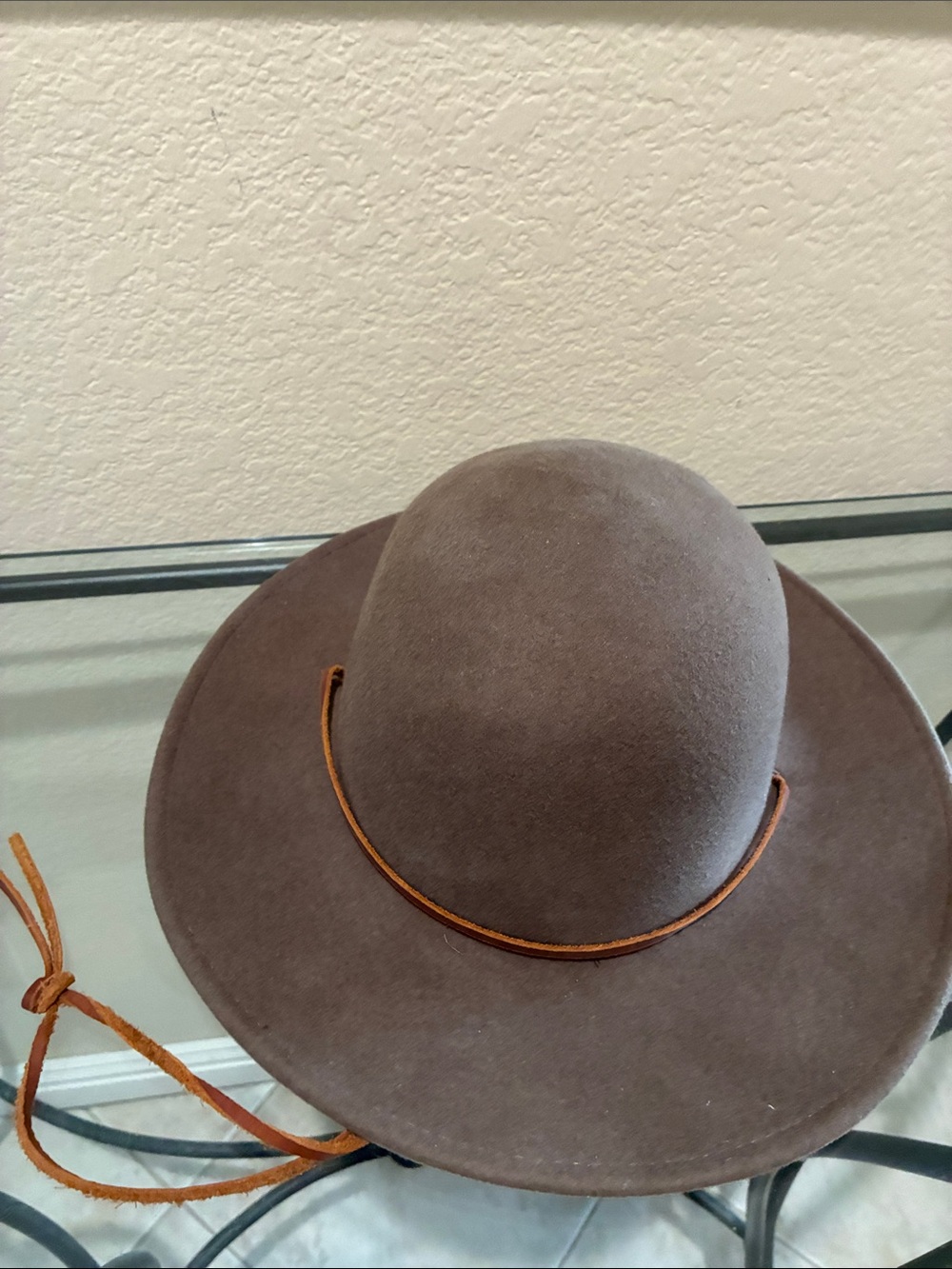 Brixton wool Brown hat with Leather Band